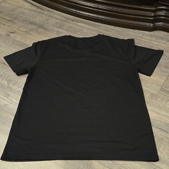 Black Graphic T-Shirt with White Text - Picture 3 of 3